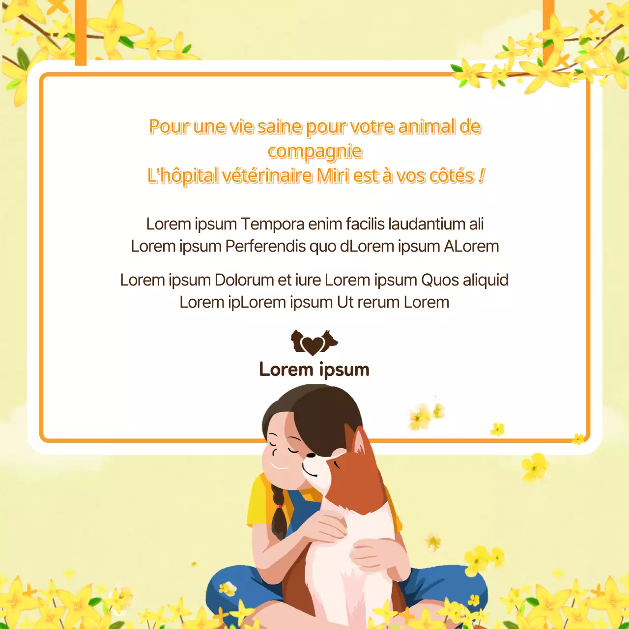 Un chiot mignon sur fond de printemps et des conseils de santé CardNews