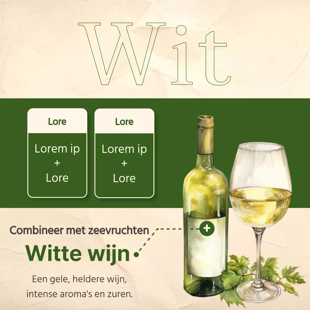 Vintage wijnkoppelpaal met rode en kaki accenten