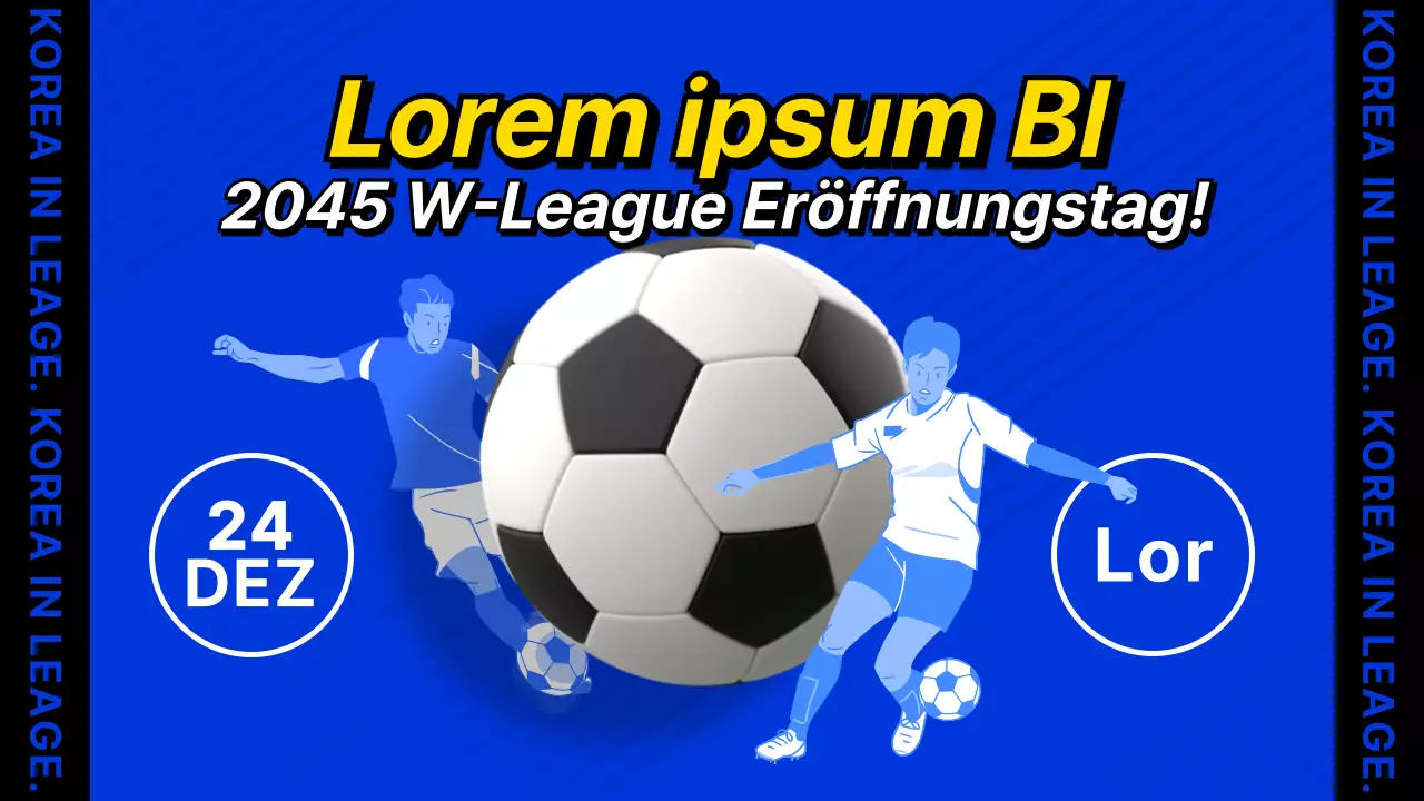 Fußballliga-Eröffnungsspiel mit einem Fußball-Illustrationskonzept in kühlen Blautönen