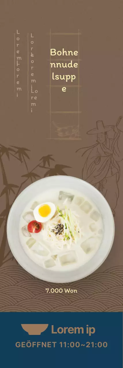 Sommermenü mit dunkelbraunem Hintergrund und orientalischen Illustrationen