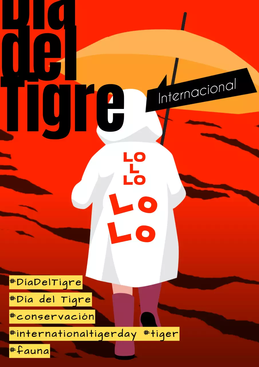 (Premium) Promociona el Día Mundial del Tigre con un fondo naranja