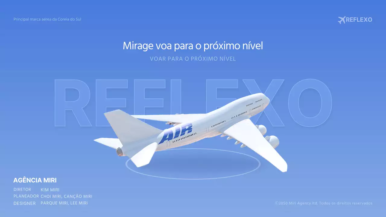 Conceito de avião tridimensional azul claro para a publicidade de uma companhia aérea