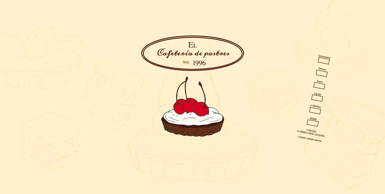 Promocione e informe a los cafés con un emotivo logotipo en marrón rojizo y amarillo pálido