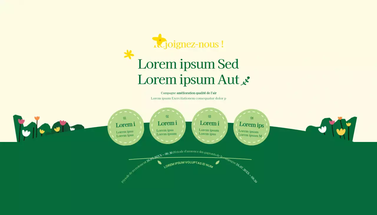 A propos de la campagne verte et jaune pour un style propre de marche au travail