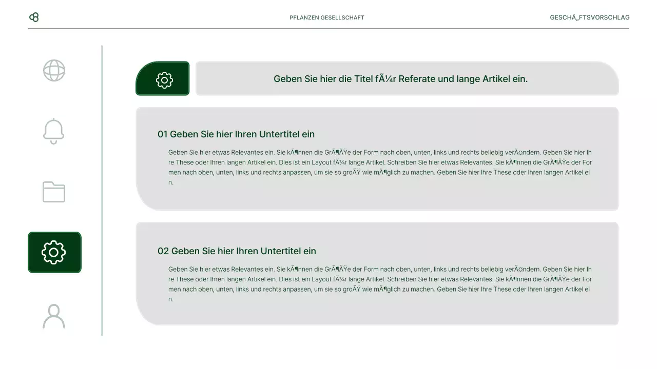 Business Business Vorschlag in weiß und grün natürlichen Blatt Konzept