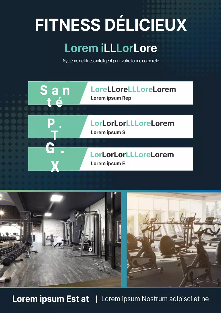 Recruter de nouveaux membres avec des photos de salle de sport bleu marine et menthe