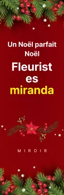 Bannière de Noël du fleuriste à la couronne rouge