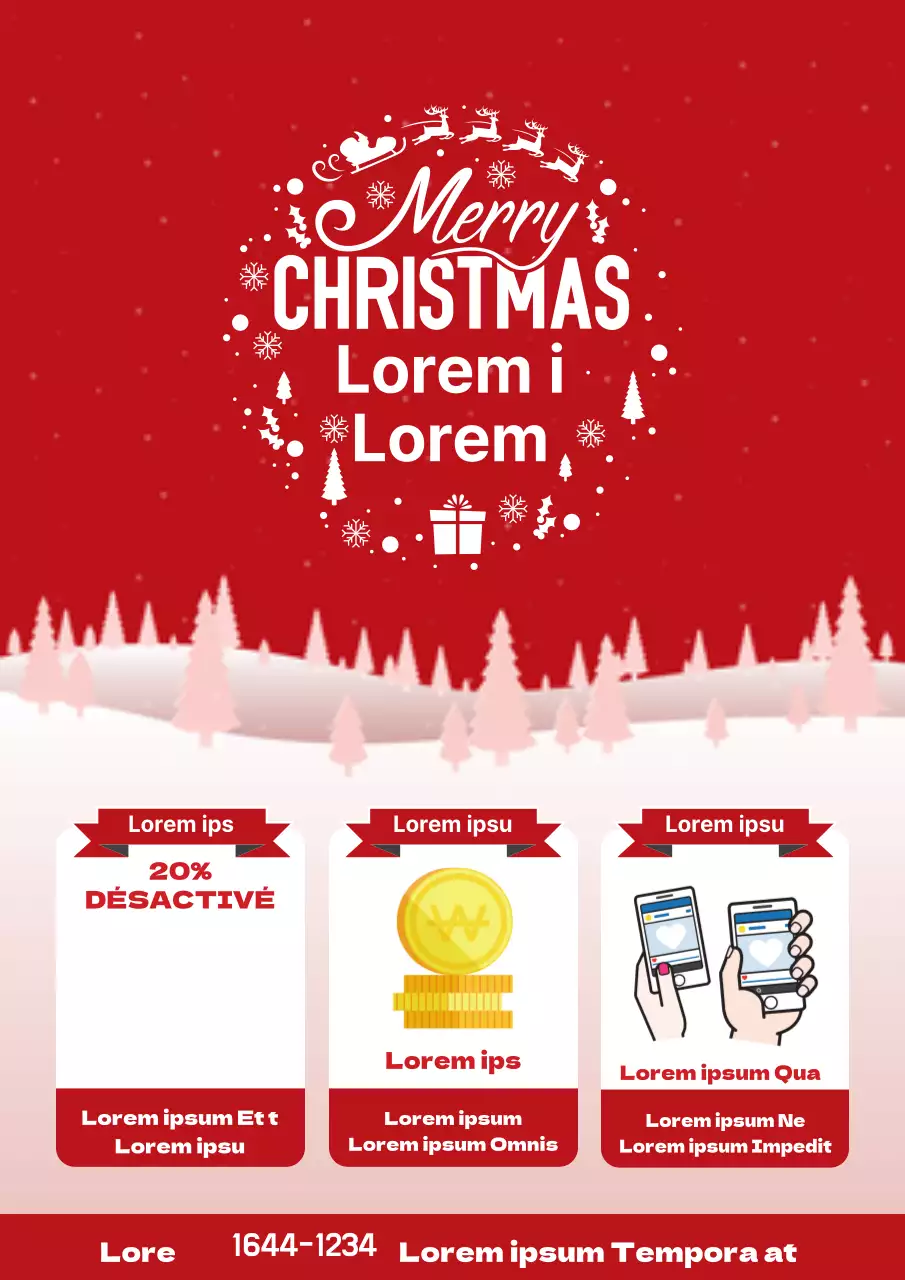 Un flyer de Noël coloré en rouge