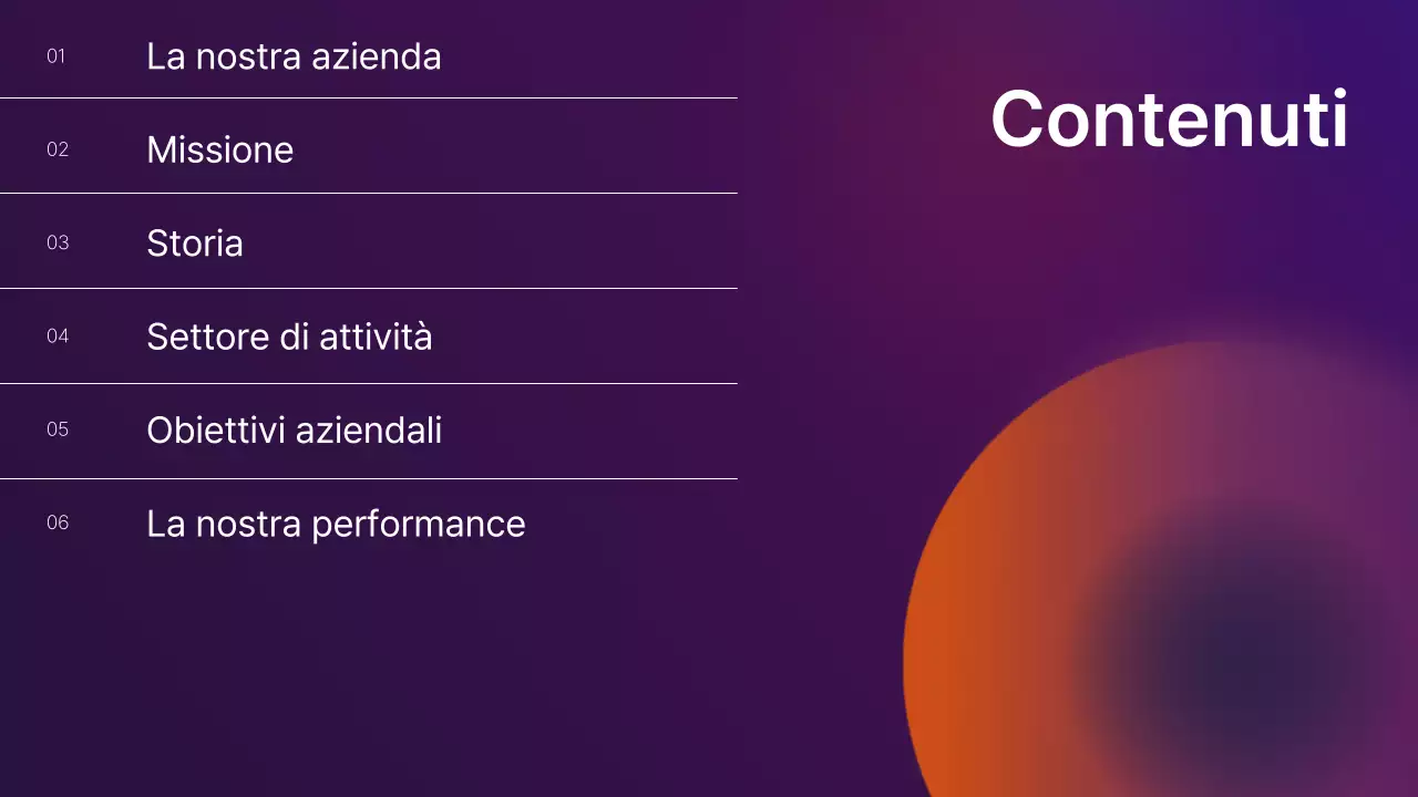 Profilo aziendale con sfumatura viola e arancione