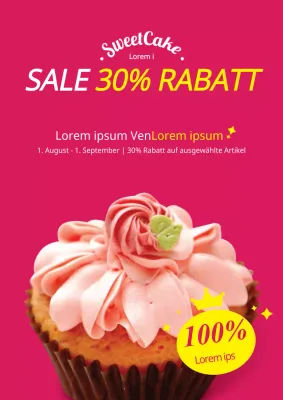 Einfacher Bäckerei-Café-Verkaufsflyer in Rosa und Gelb