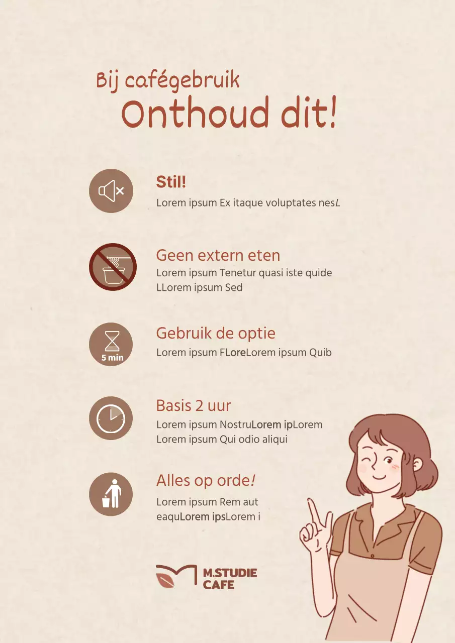 Bruin studiecafé instructies