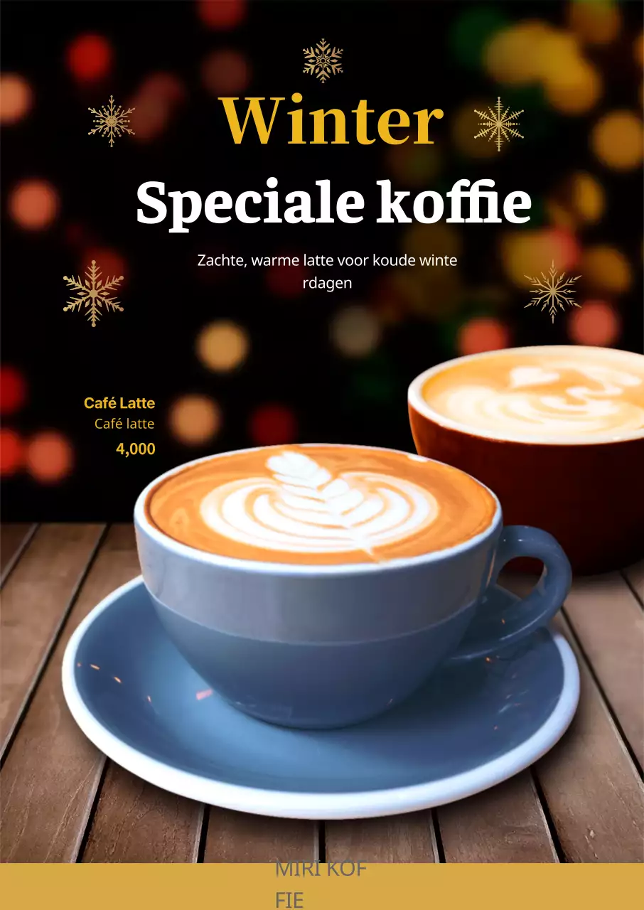 Zwarte foto winter speciale koffie cafe menu reclame