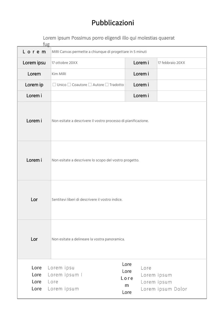 Modulo semplice e basilare per la proposta di un libro