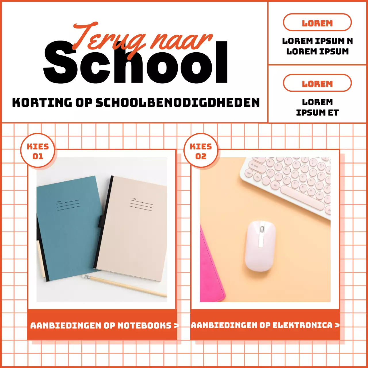 Back-to-school sale met een rood net notitieblok concept