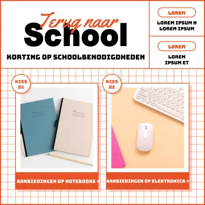 Back-to-school sale met een rood net notitieblok concept