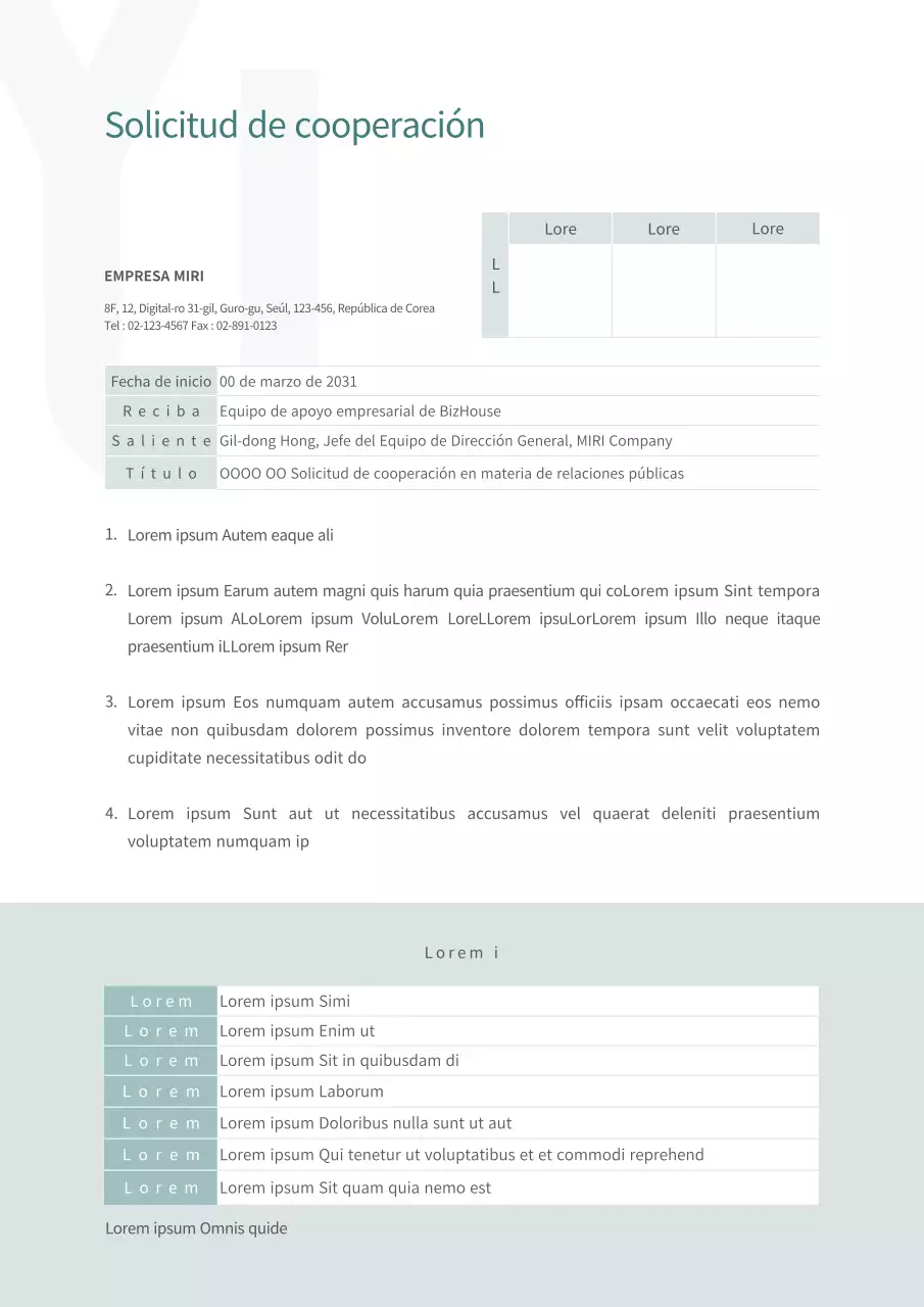 Una solicitud de cooperación limpia y despejada en tranquilizadores tonos verdes