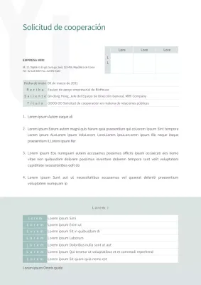 Una solicitud de cooperación limpia y despejada en tranquilizadores tonos verdes