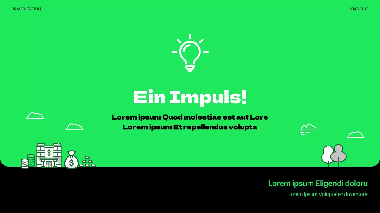 Minimalistische Präsentation zur wirtschaftlichen Bildung von Jugendlichen in Lindgrün und Schwarz