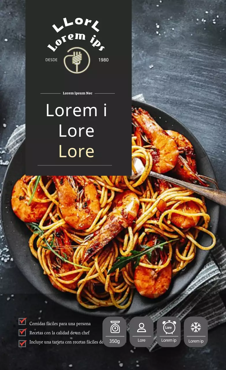 Pegatina Negro Lujoso Restaurante Pasta Kit de Comida