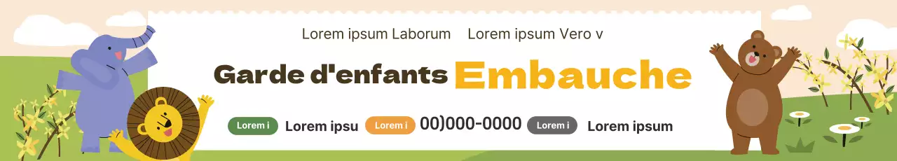 Illustration jaune, jardin d'enfants mignon, promotion du recrutement