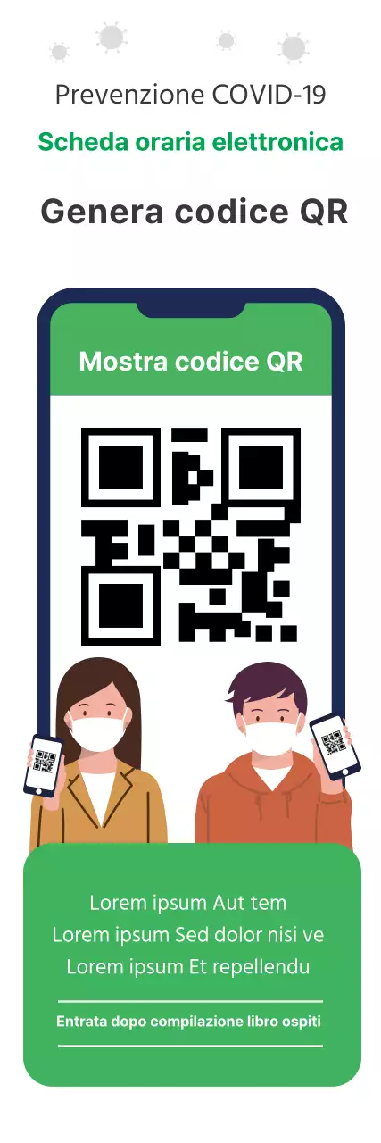 Illustrazione verde dell'etichetta per la registrazione del coronavirus pulito