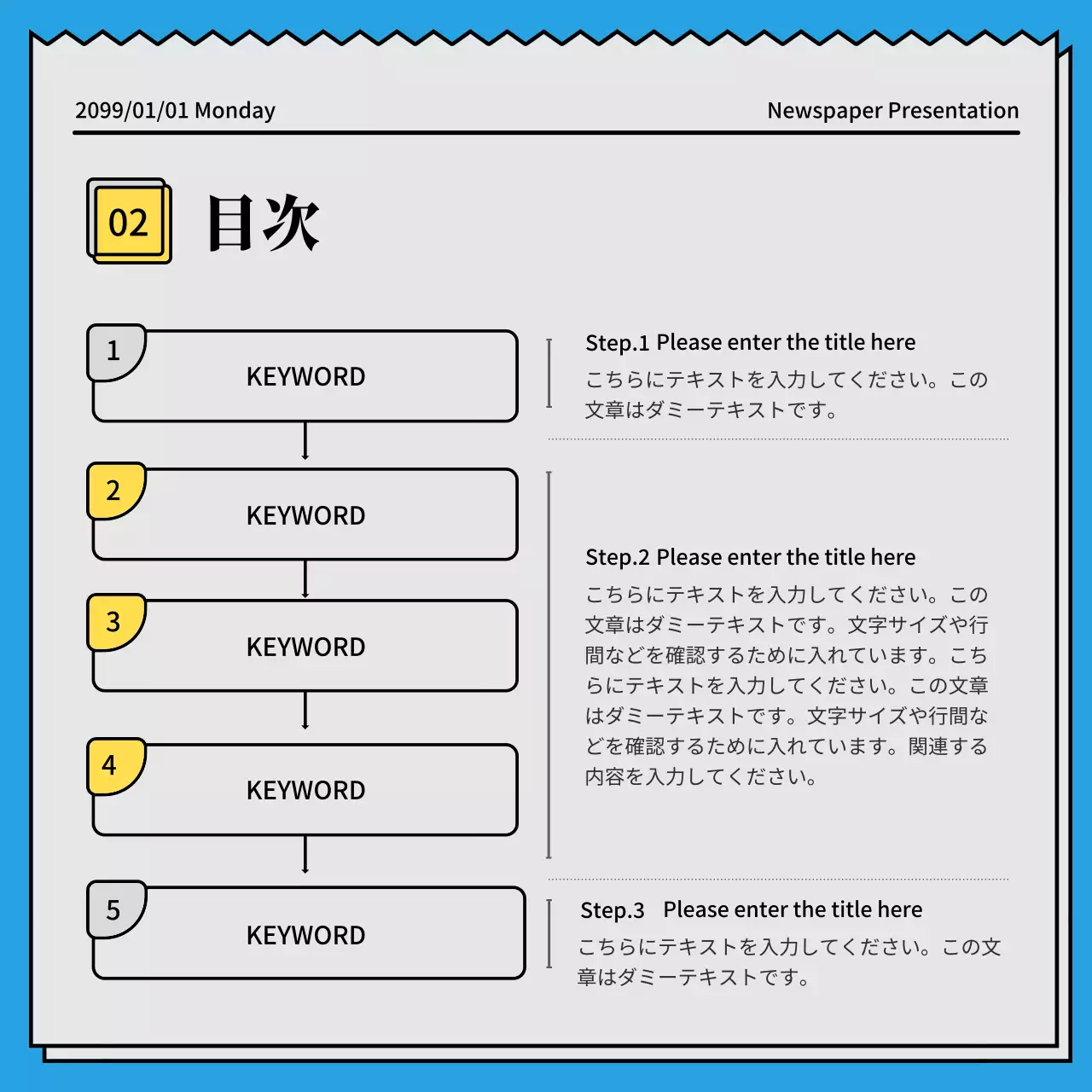 青 シンプル プレゼンテーション 資料 Instagram カルーセル