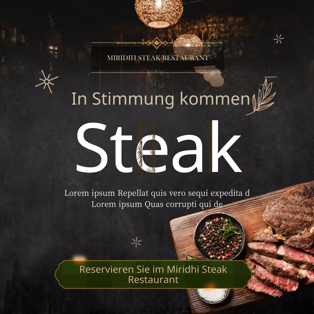 Buchen Sie ein schwarz-weißes festliches Steakrestaurant