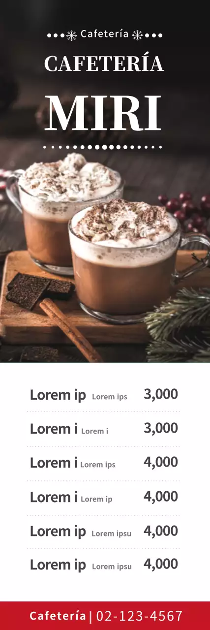 Anuncio de la carta de bebidas de la cafetería Brown Photo