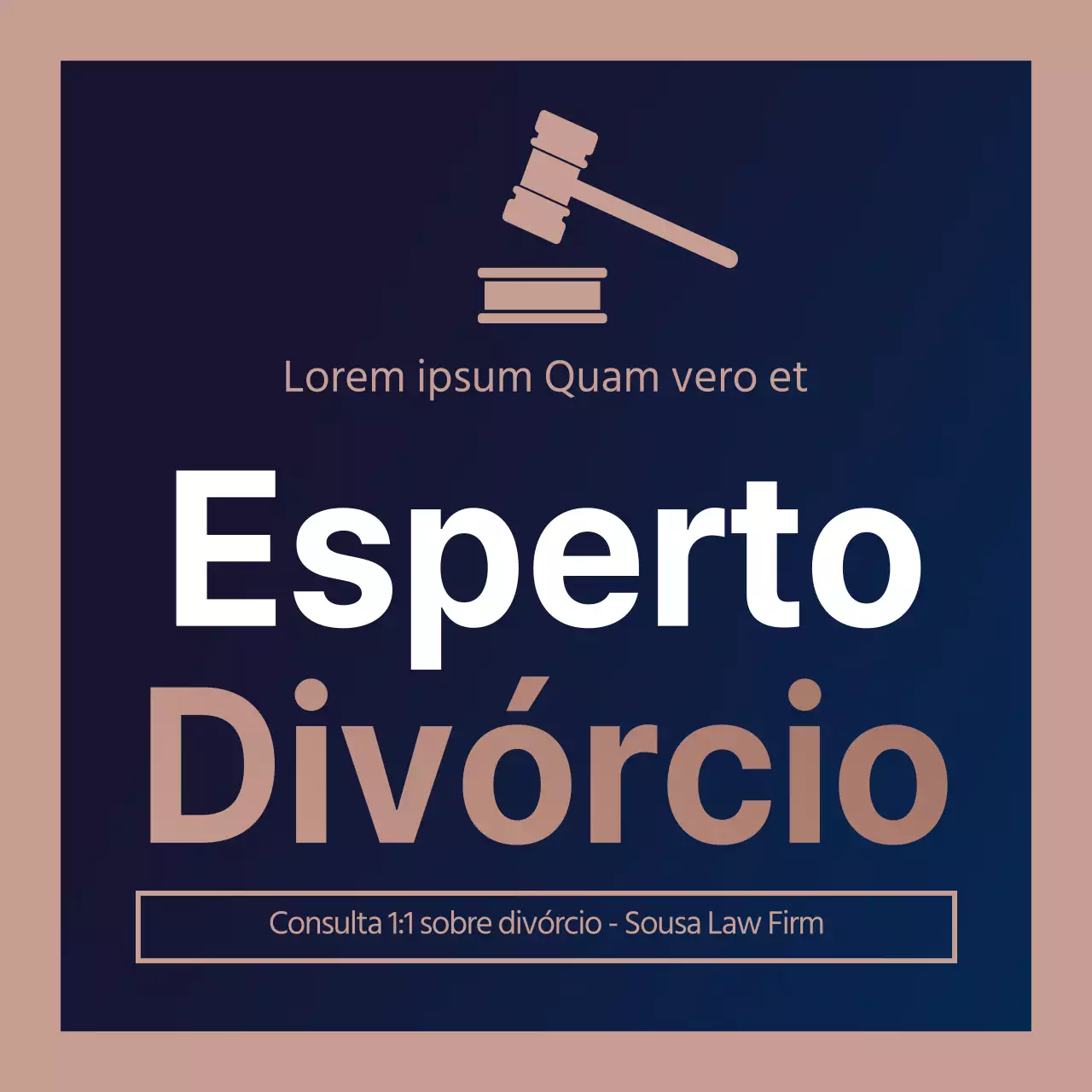 Aconselhamento jurídico simples em azul-marinho, castanho e dourado