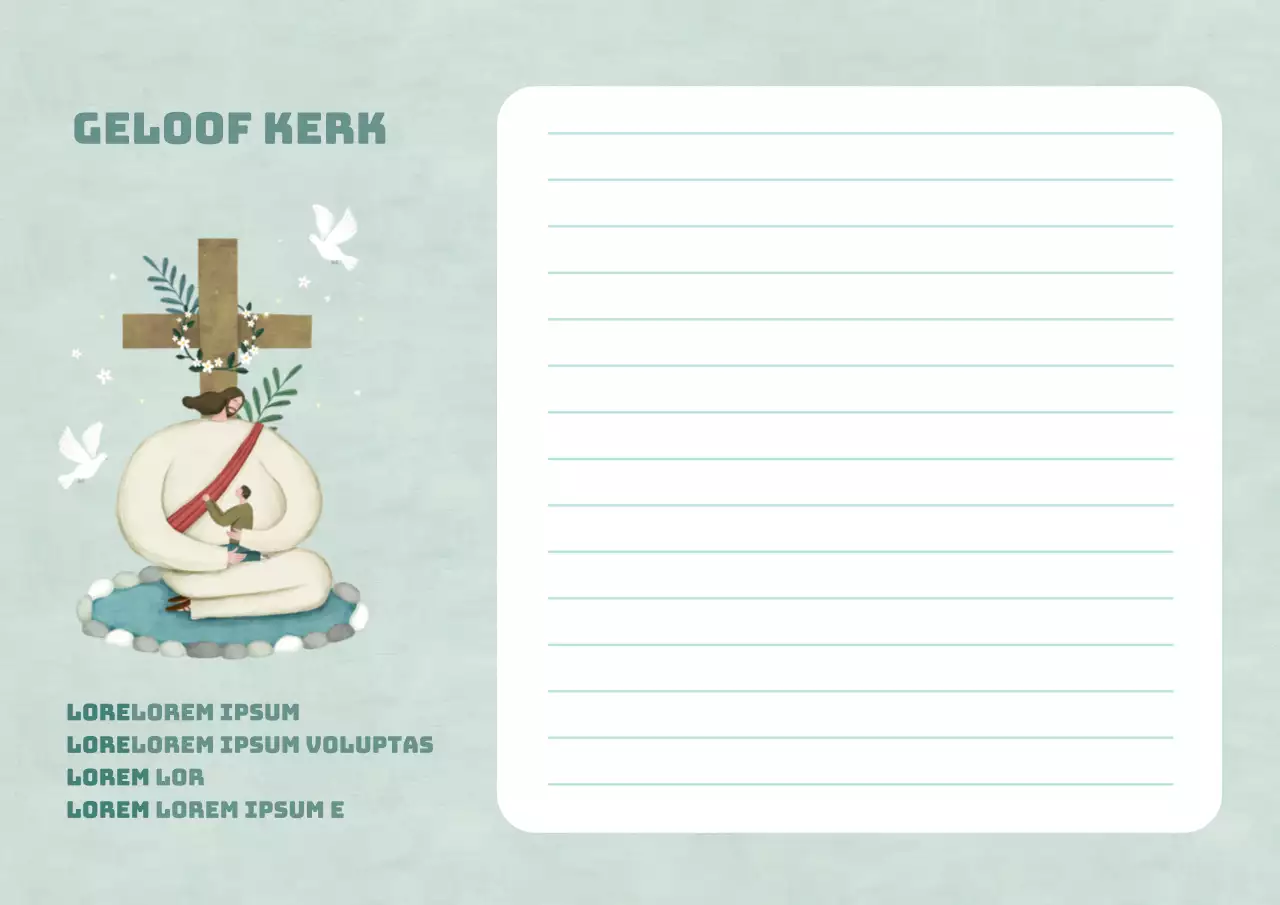 Groene kerk illustratie Afgerond stijl notitieblok met kerk illustratie