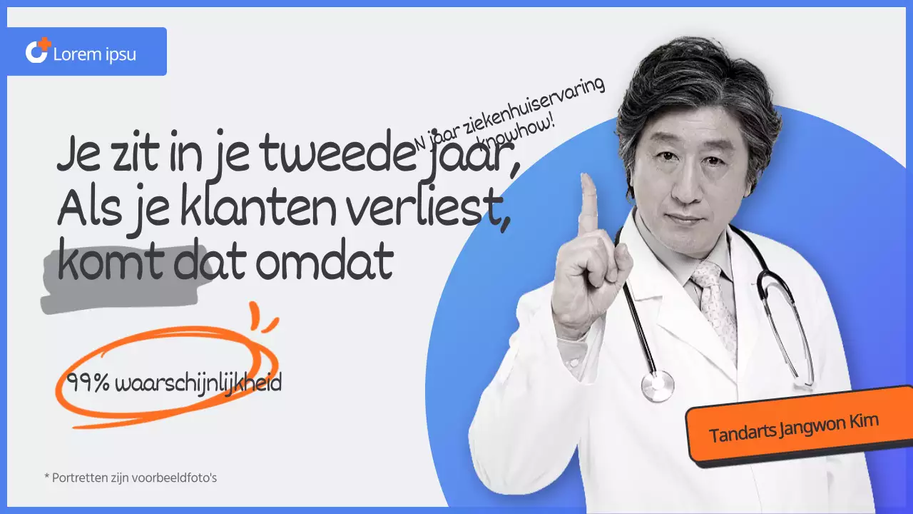 Eenvoudige ziekenhuismarketing YouTube thumbnail in blauw.