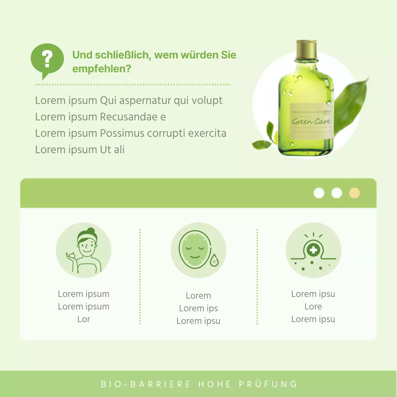 Veranstaltungen zur Überprüfung der Bio-Haut mit grünem Hintergrund