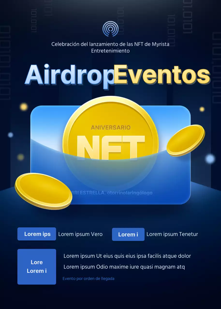 Promover un lanzamiento aéreo del concepto cibernético azul y amarillo