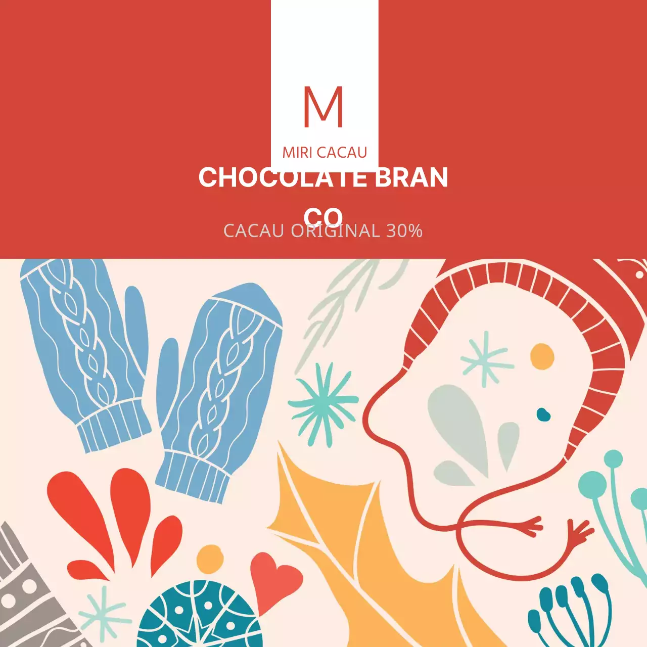 Rótulo de chá de chocolate quente ilustrado com alperce vermelho