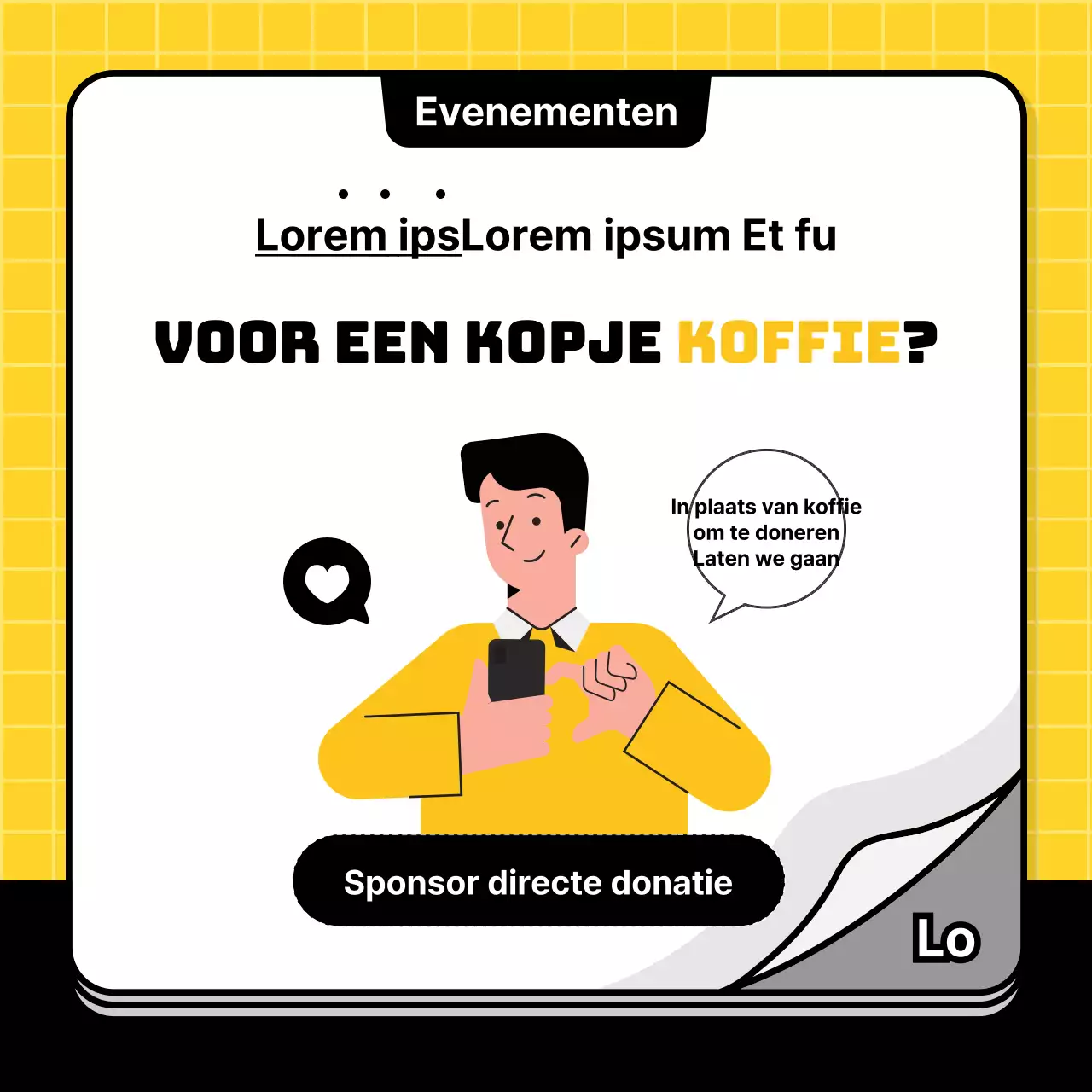 Een eenvoudige geel-zwarte donatiegids