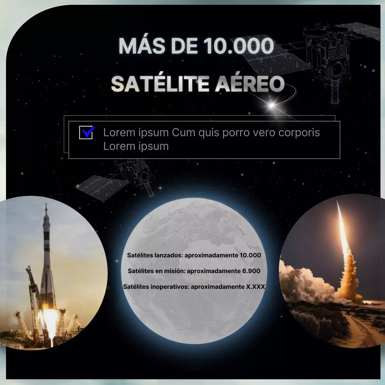 Negro Azul Simple Información Centrada en el Satélite Relaciones Públicas