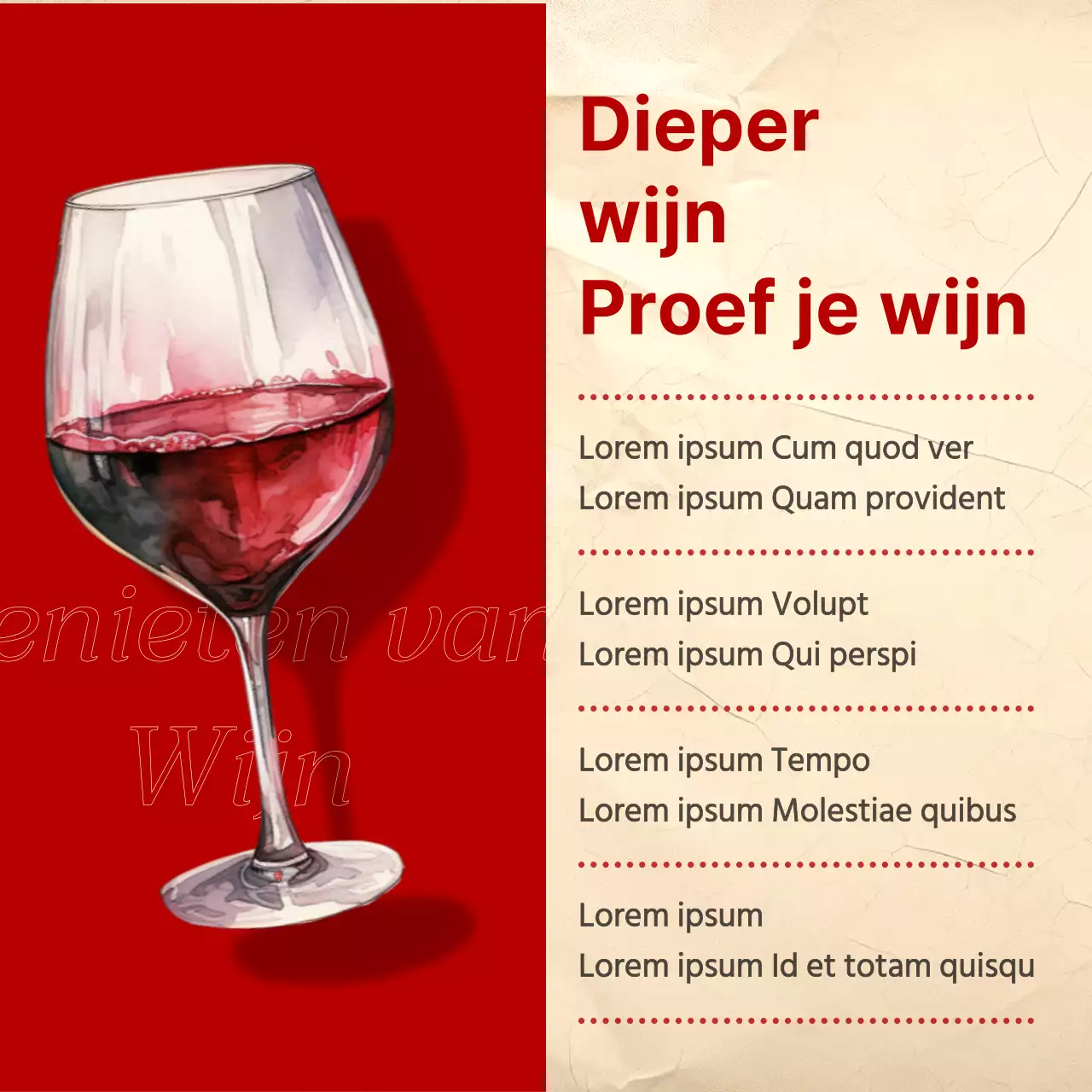 Vintage wijnkoppelpaal met rode en kaki accenten