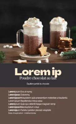 Étiquette de la poudre de chocolat au lait, photo brune