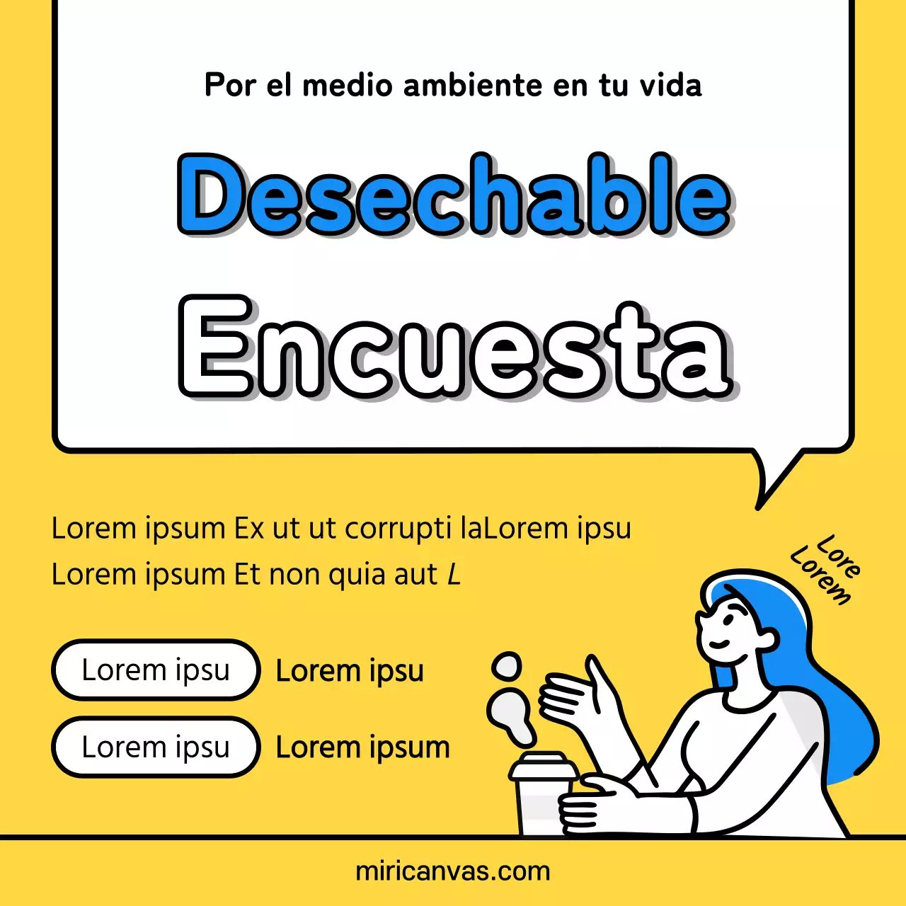 Encuesta sobre productos desechables amarillos y azules