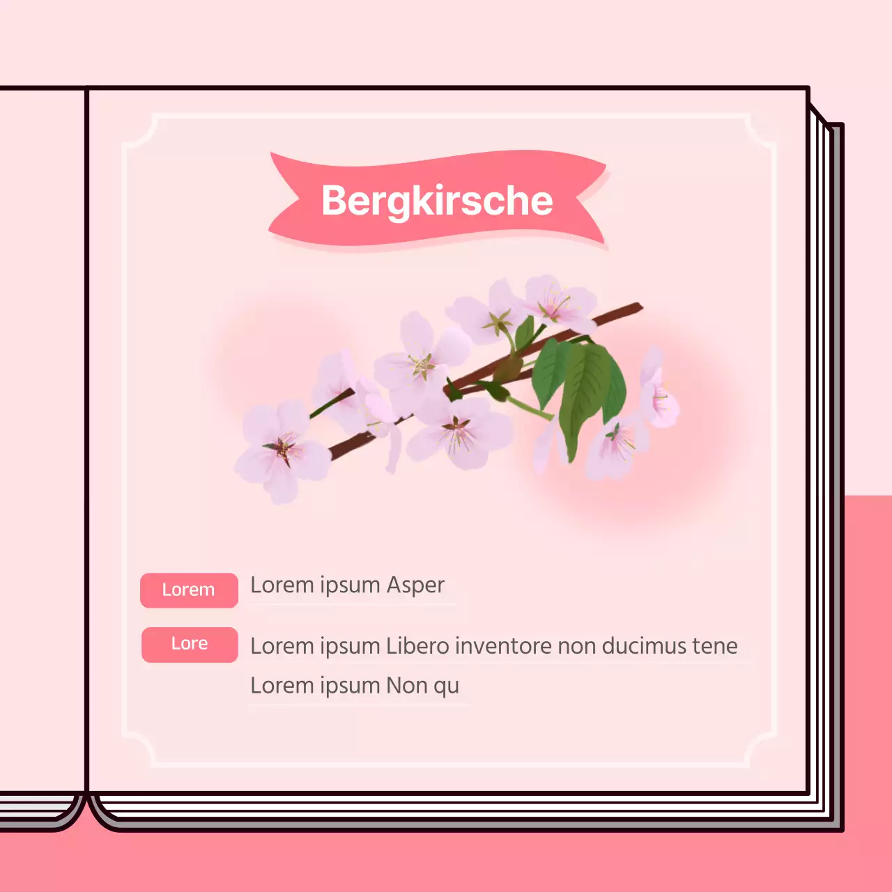 Informatives Kirschblütenbuchkonzept in Pastellfarben