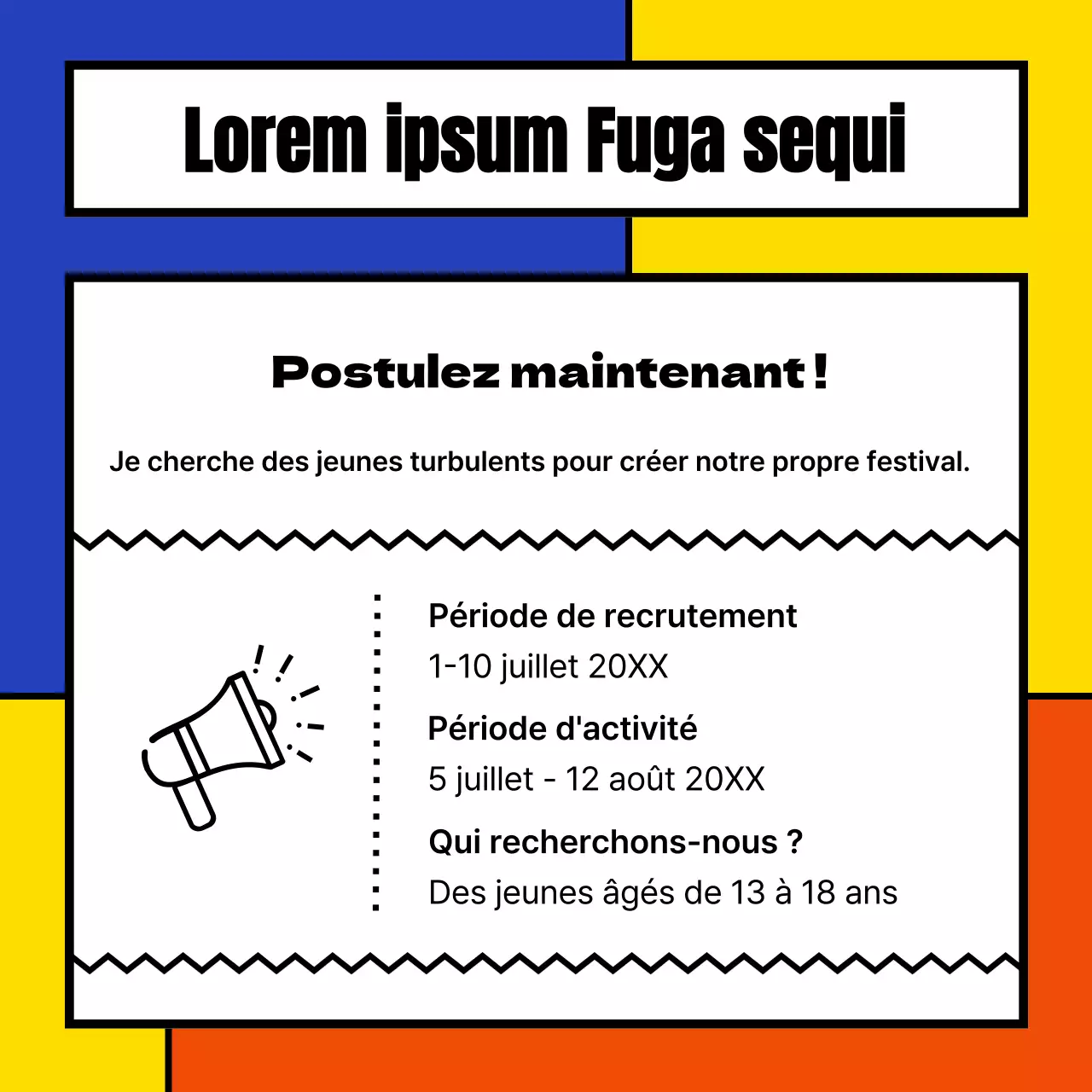 Une annonce de la fête de la jeunesse à carreaux géométriques et colorés