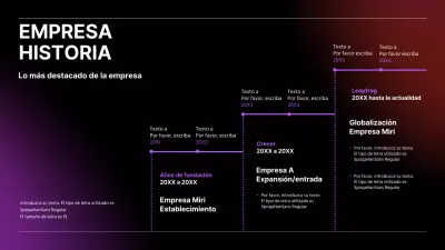 Línea de tiempo empresarial en degradado negro