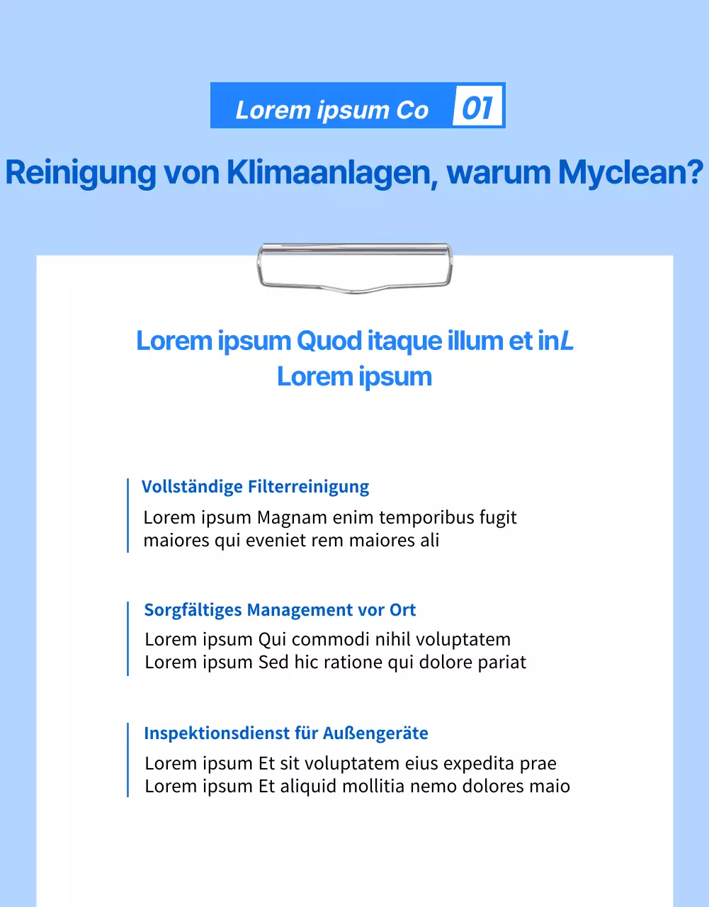 Blauer, sauberer und professioneller Reinigungsservice für Klimaanlagen (Detailseite)