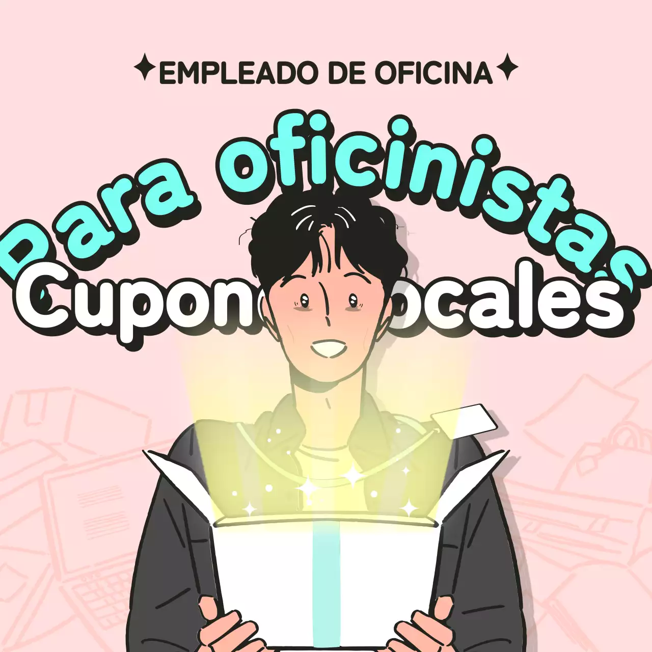 Concepto de cupón de oficinista rosa y menta