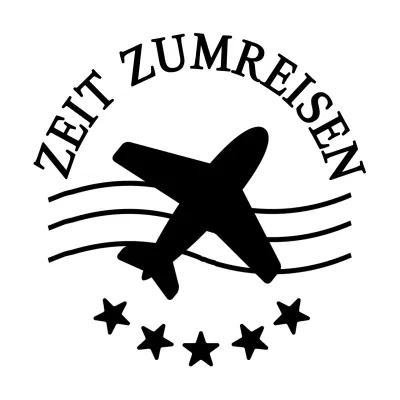 Reisekonzept mit schwarzen Sternen und Flugzeug Illustration