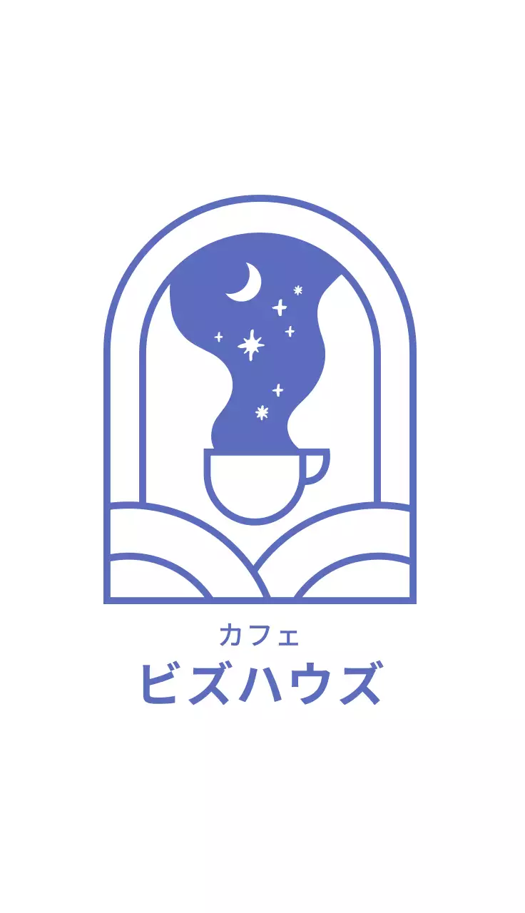 青 シンプル カフェ 名刺