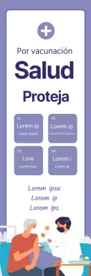 Promoción limpia de vacunas con ilustraciones en púrpura