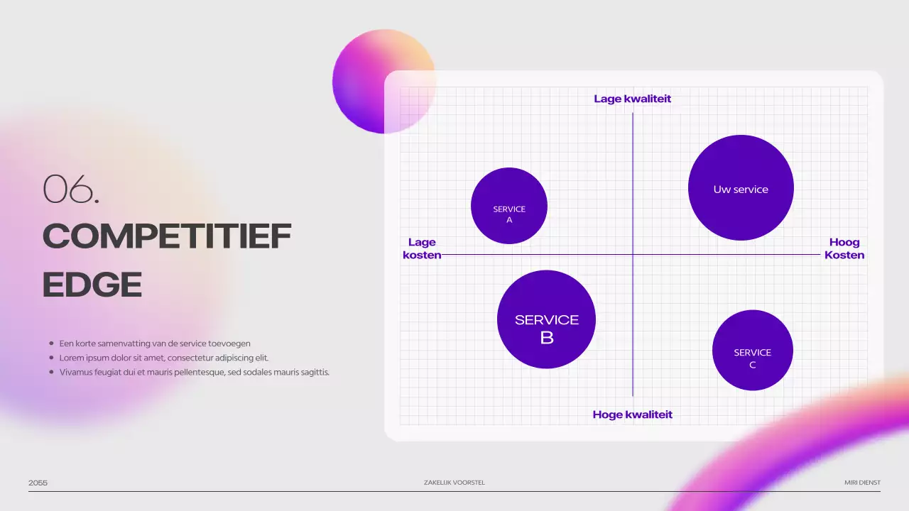 Pitch deck van paarse 3D vormverloopafbeeldingen