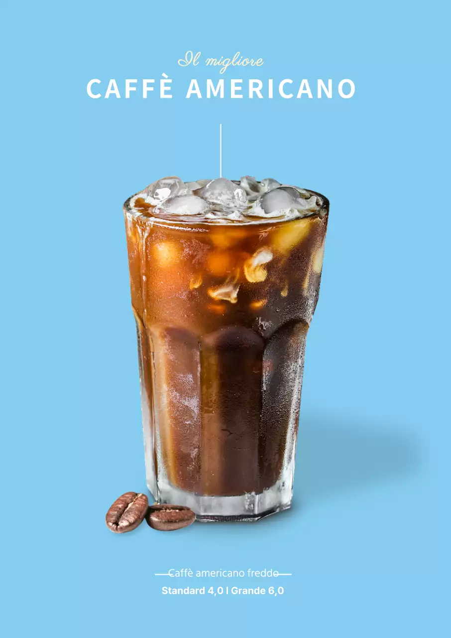 Striscione azzurro semplice da appendere per un caffè Americano