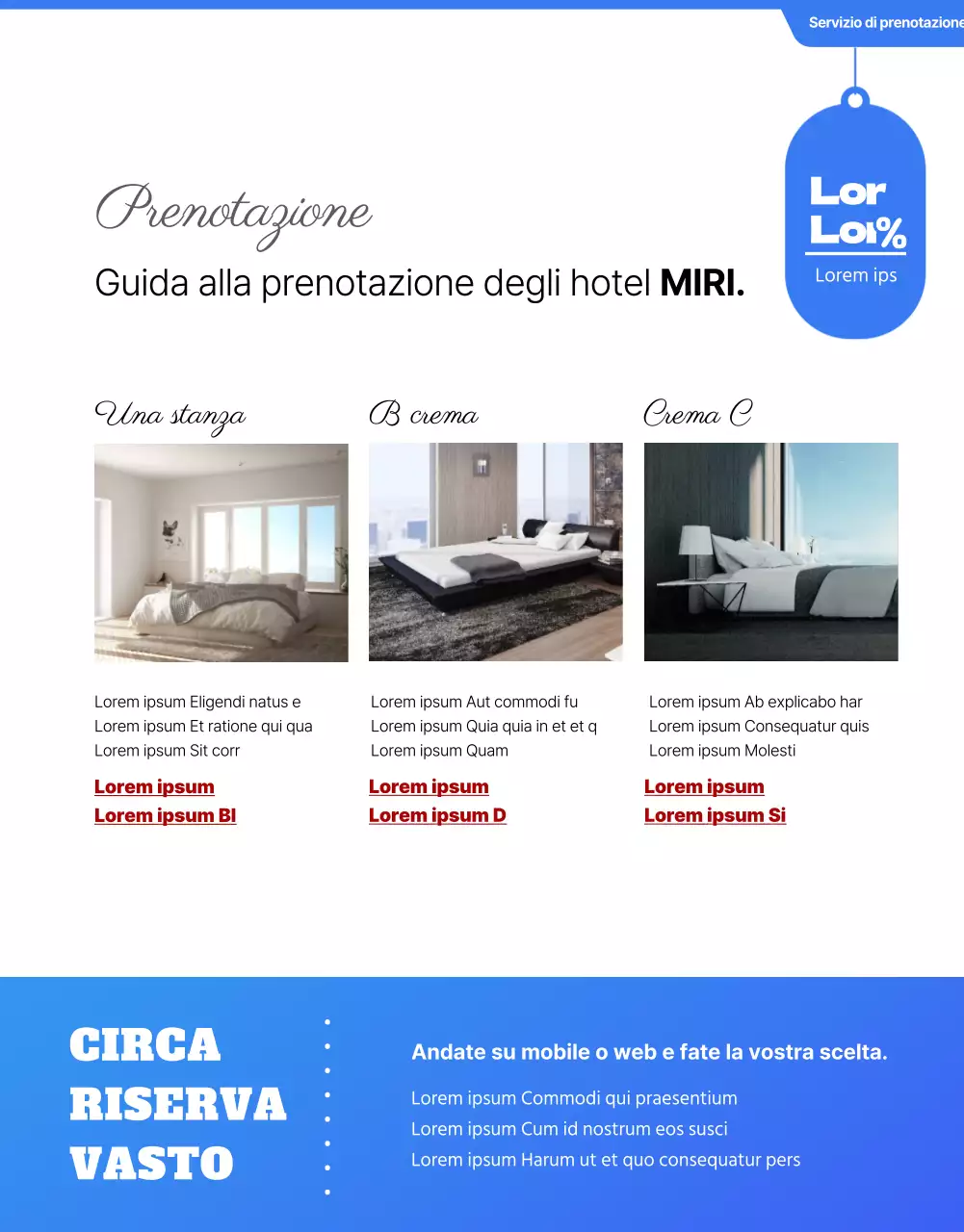 Dettagli degli hotel in blu